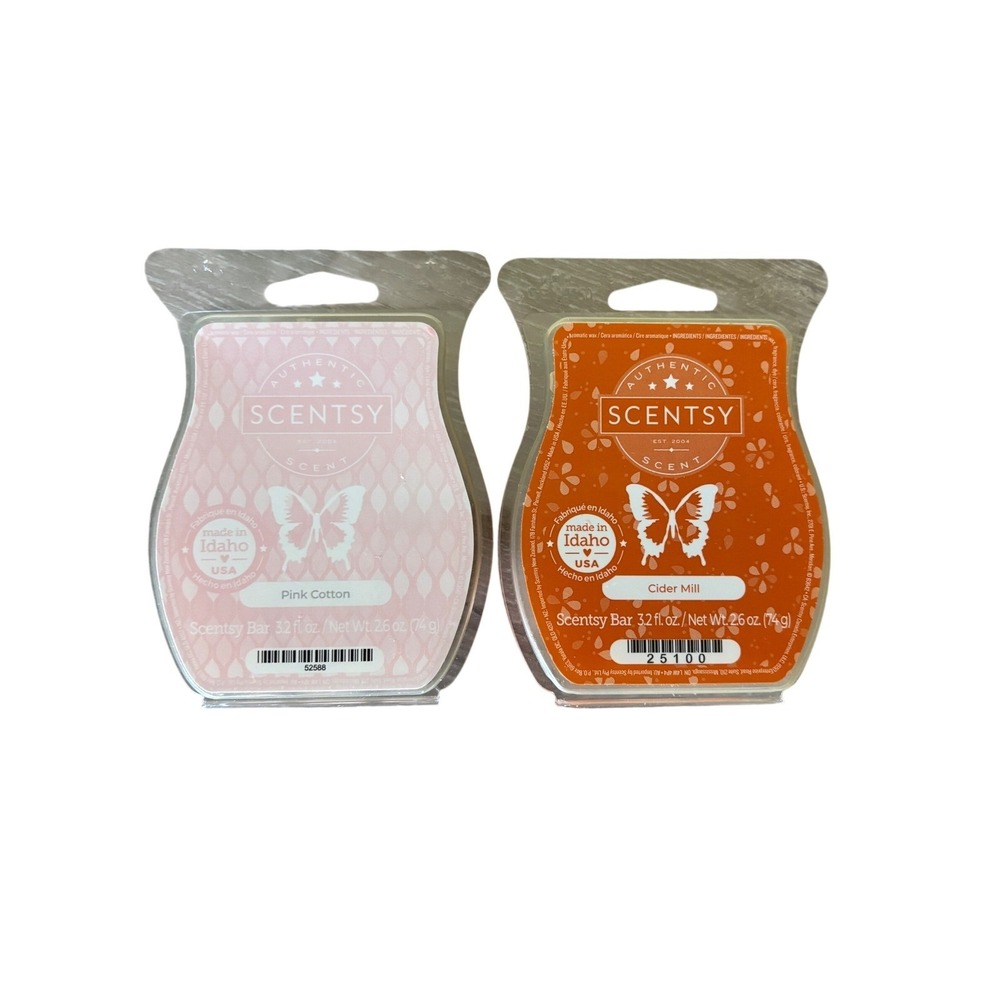 Scentsy Pink Cotton and Cider Mill Wax Melts Bars Set of 2 Lot Cottagecore